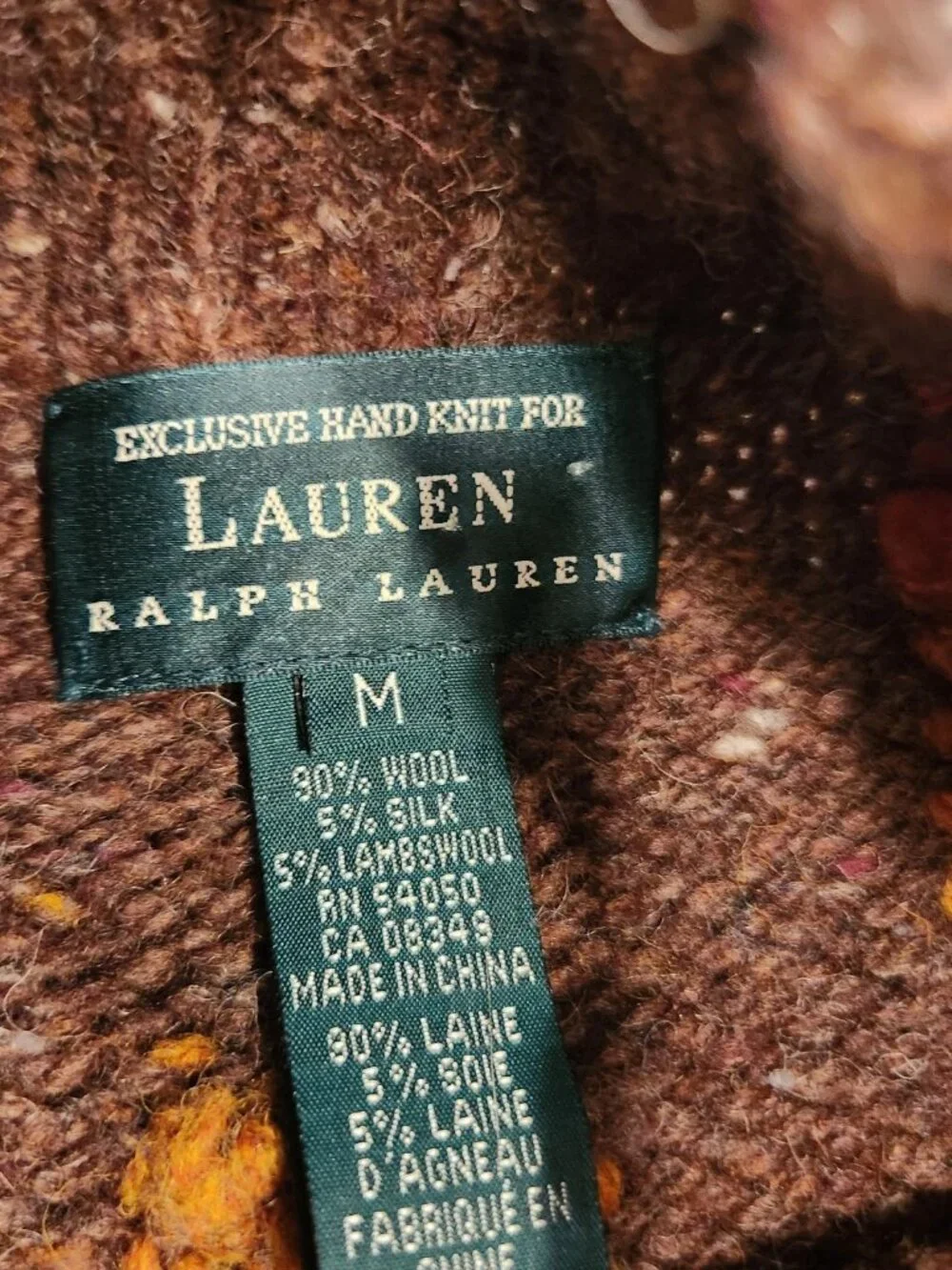 Vintage Aztec Hand Knit Silk Wool Sweater Lauren Ralph Lauren Country Western - Picture 5 of 8